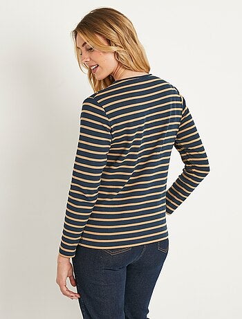 T-shirt marinière court coton manches longues