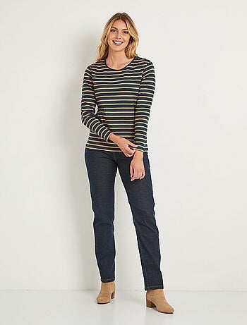 T-shirt marinière court coton manches longues