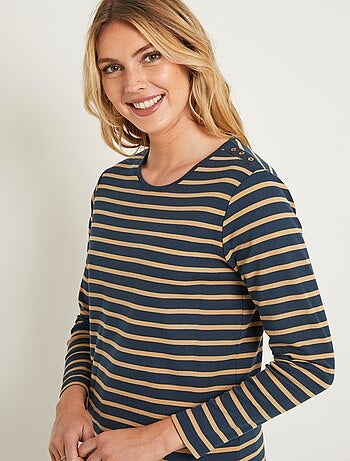 T-shirt marinière court coton manches longues