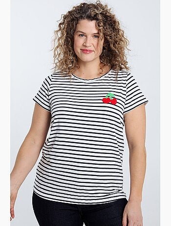 T-shirt marinière détail cerise PAPRIKA