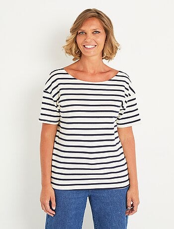 T-shirt marinière dos col V et noeuds