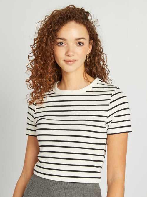 T-shirt marinière en coton stretch - Kiabi