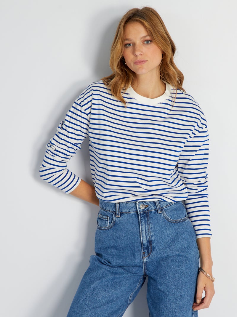 T-shirt marinière en jersey Bleu/blanc - Kiabi