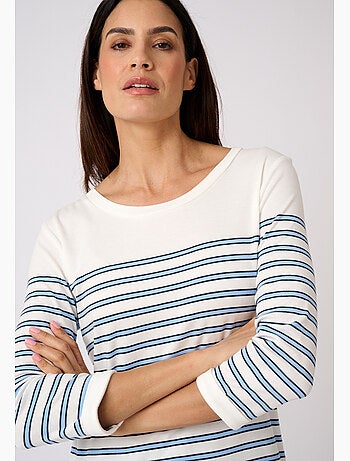 T-shirt marinière en mélange coton et modal - happy d. By damart
