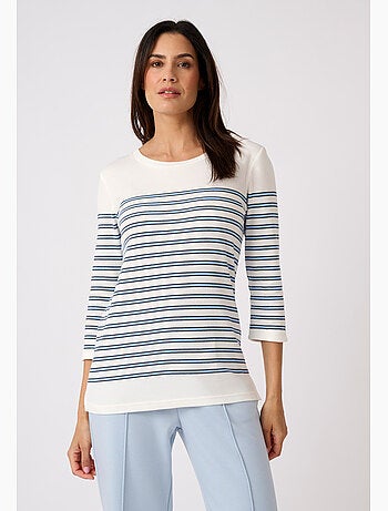 T-shirt marinière en mélange coton et modal - happy d. By damart