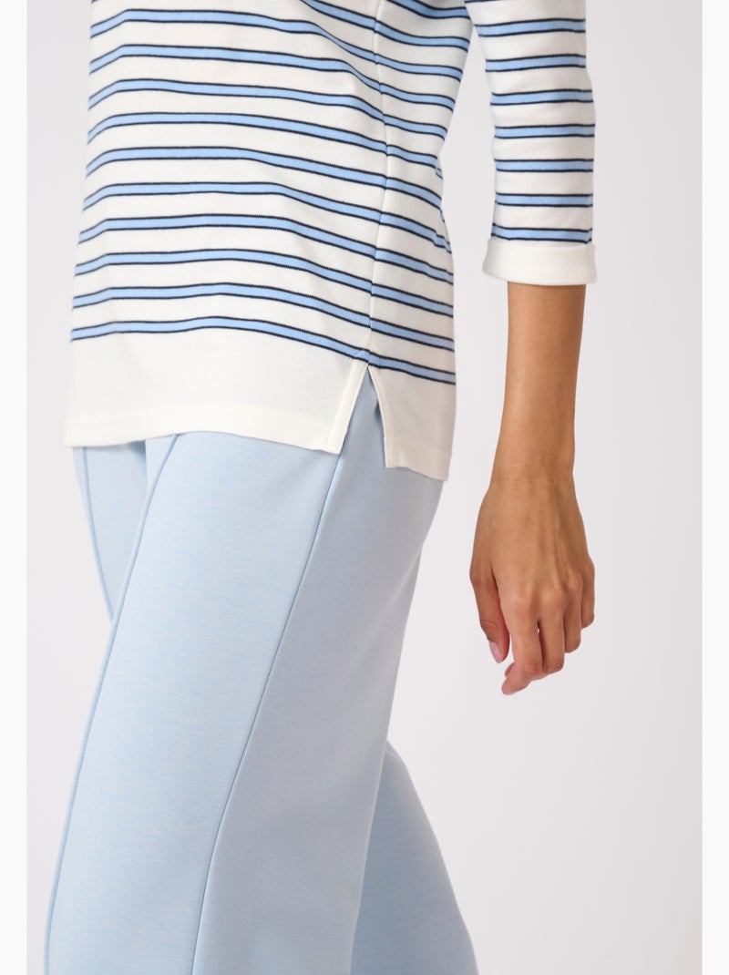 T-shirt marinière en mélange coton et modal - happy d. By damart Bleu - Kiabi