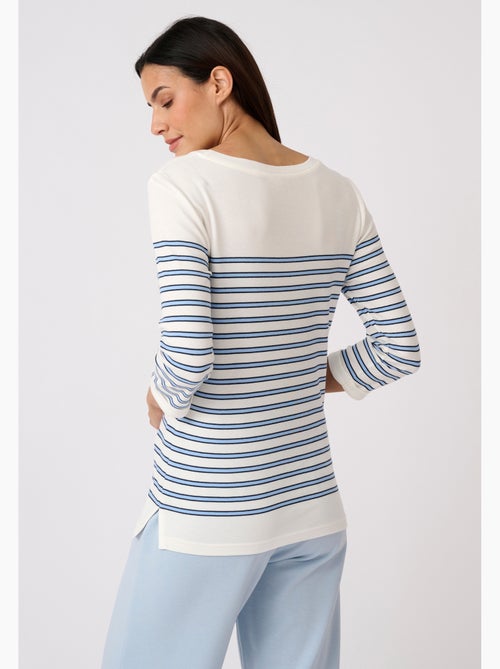 T-shirt marinière en mélange coton et modal - happy d. By damart - Kiabi