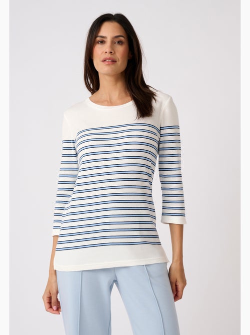 T-shirt marinière en mélange coton et modal - happy d. By damart - Kiabi