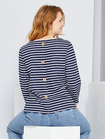 T-shirt marinière finition écaille - Kiabi