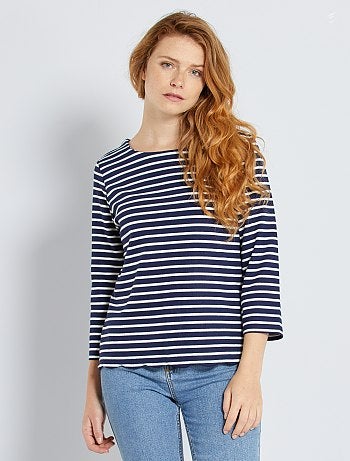 T-shirt marinière finition écaille - Kiabi