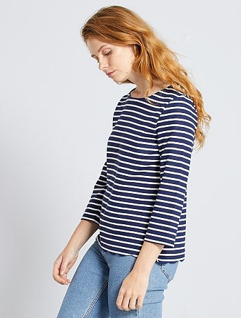 T-shirt marinière finition écaille - Kiabi