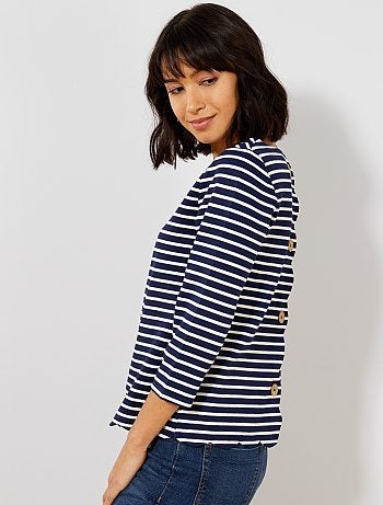 T-shirt marinière finition écaille - Kiabi