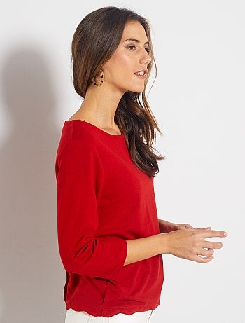 T-shirt marinière finition écaille - Kiabi