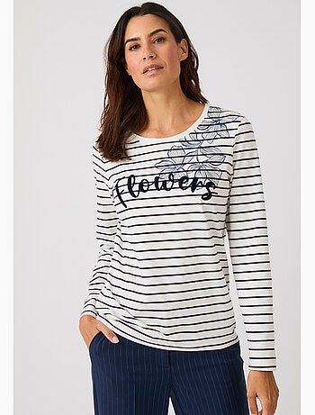 T-shirt marinière imprimé - Damart