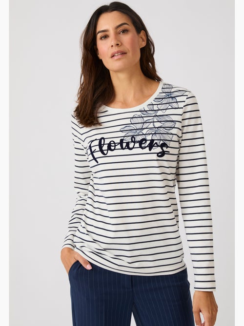 T-shirt marinière imprimé - Damart - Kiabi