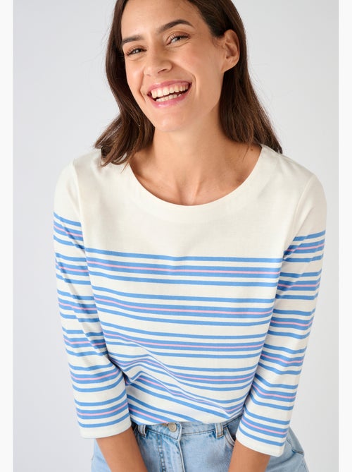 T-shirt marinière pur coton - Damart - Kiabi