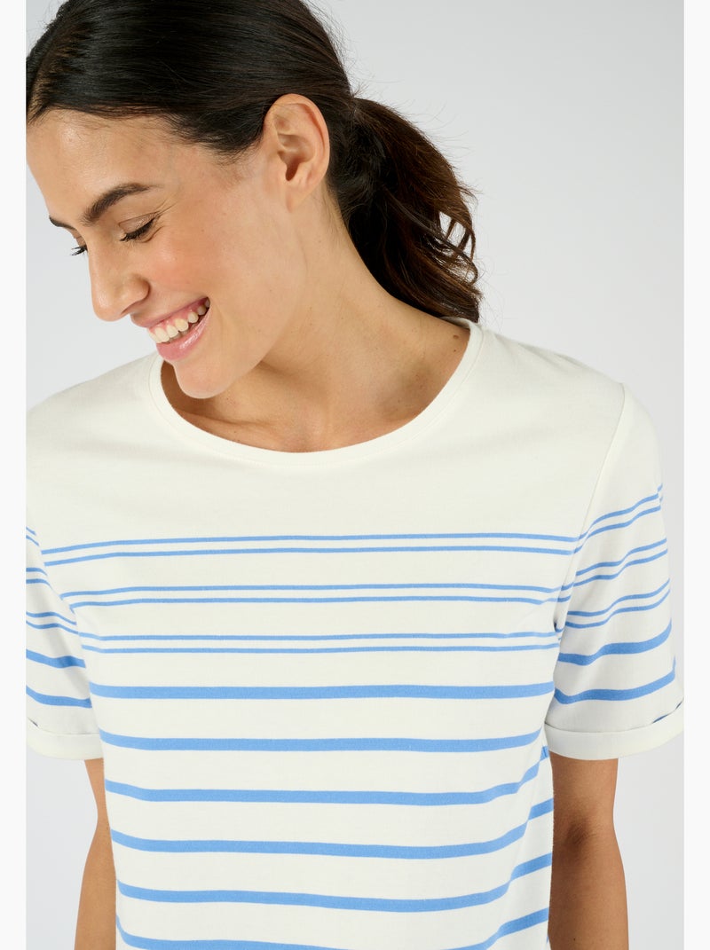 T-shirt marinière pur coton - Damart Bleu - Kiabi