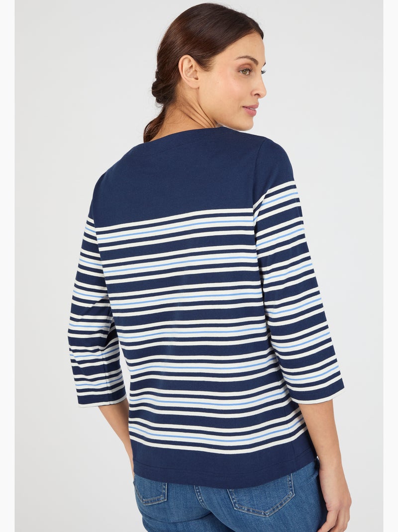 T-shirt marinière pur coton - Damart Bleu marine - Kiabi