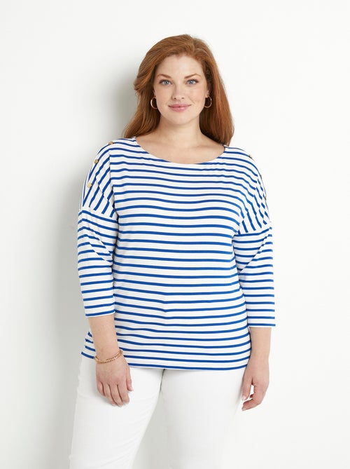 T-shirt marinière rayé court manches 3/4 - Kiabi
