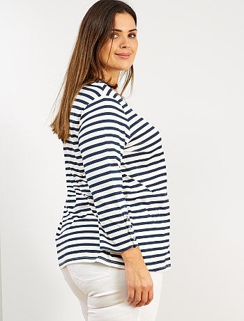 Grande taille femme - T-shirt marinière - Kiabi