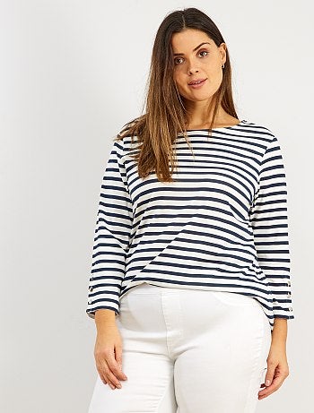 Grande taille femme - T-shirt marinière - Kiabi