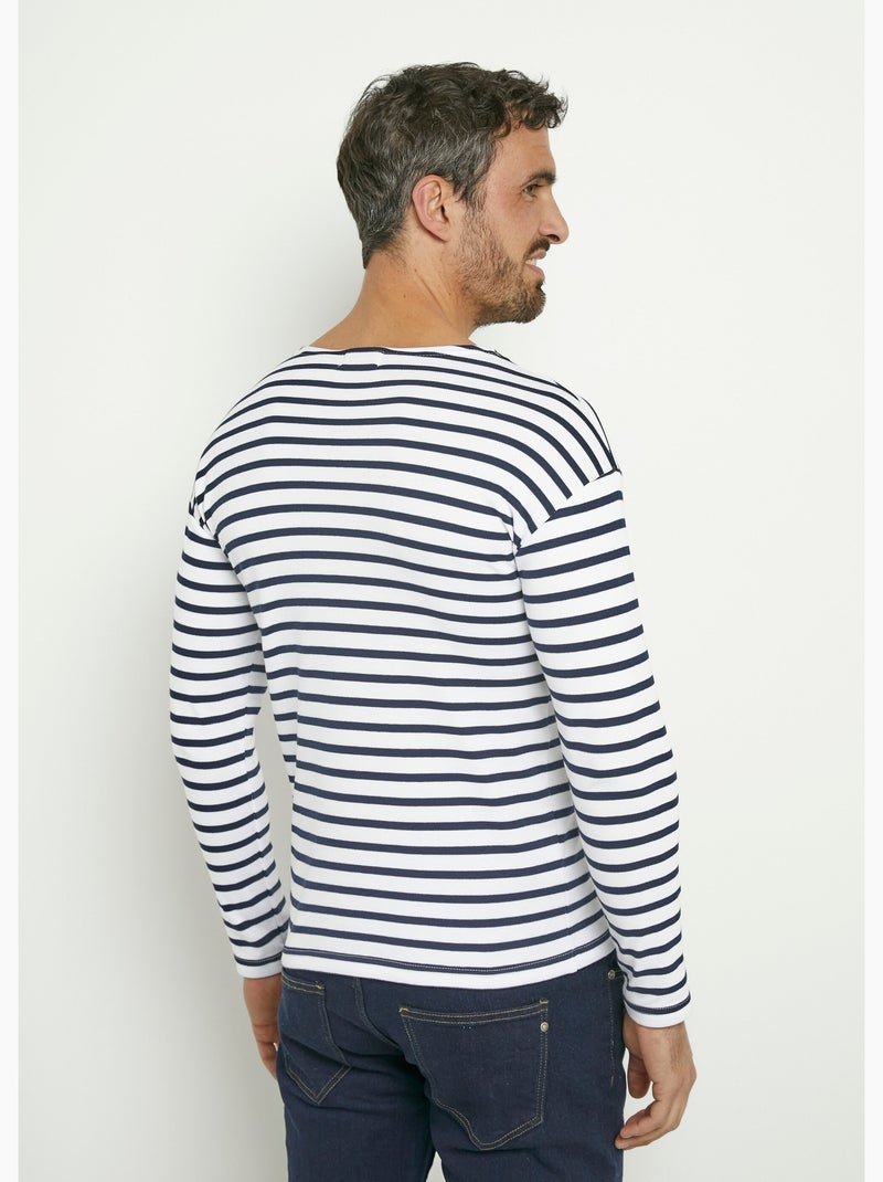 T-shirt marinière rayée manches longues Bleu Blanc - Kiabi