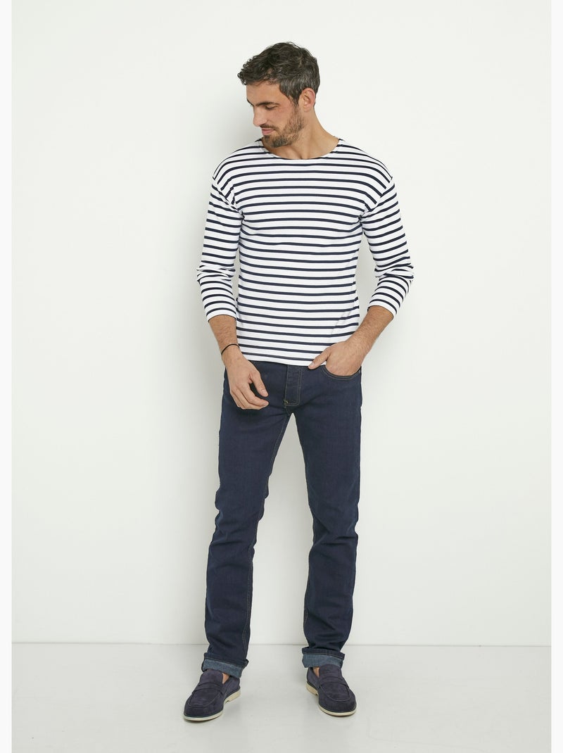 T-shirt marinière rayée manches longues Bleu Blanc - Kiabi