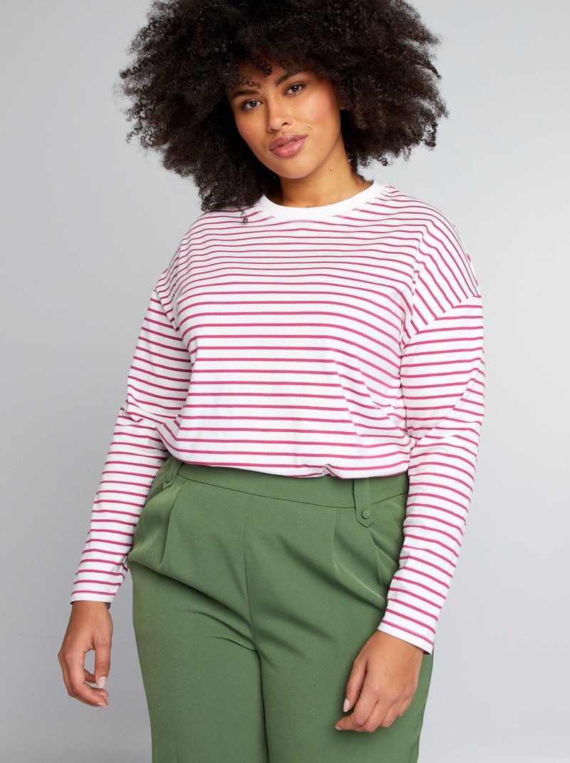 T-shirt marinière Rose - Kiabi