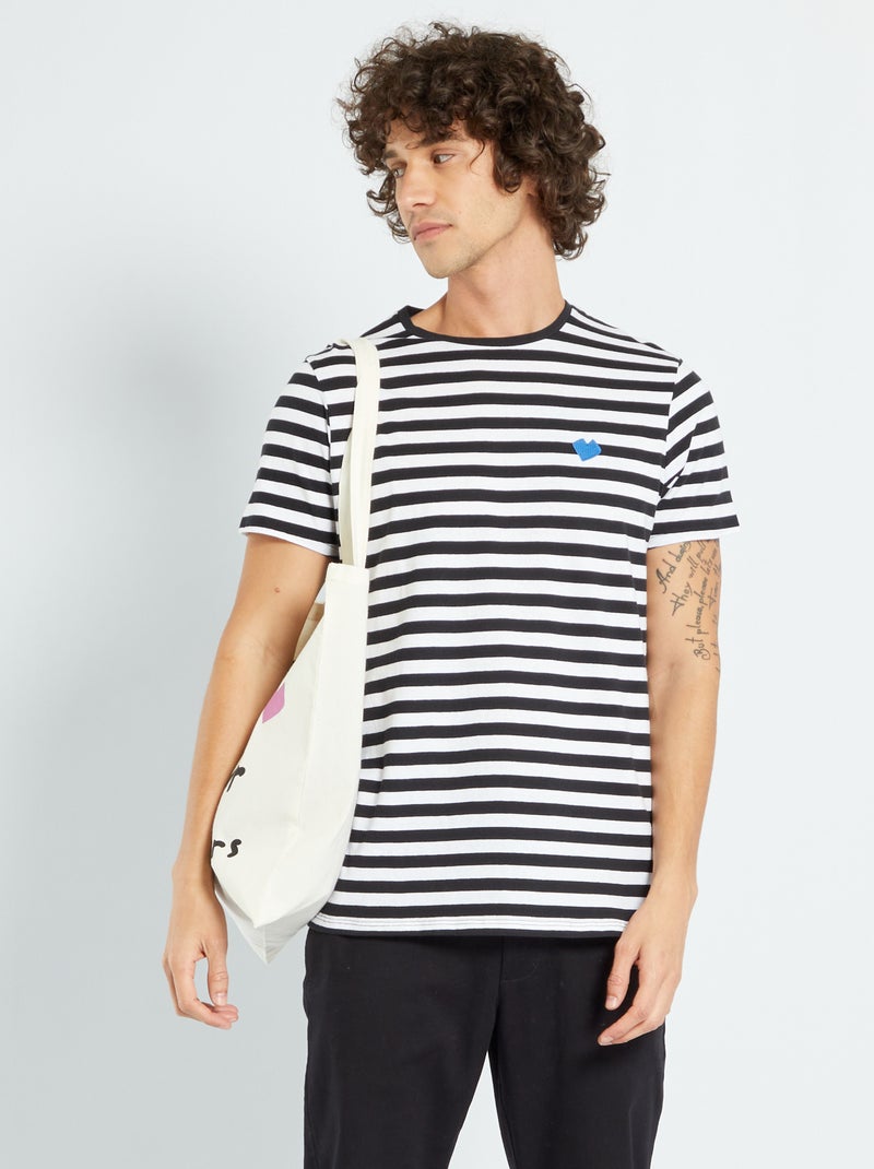 T-shirt marinière Saint-Valentin bleu marine/blanc - Kiabi
