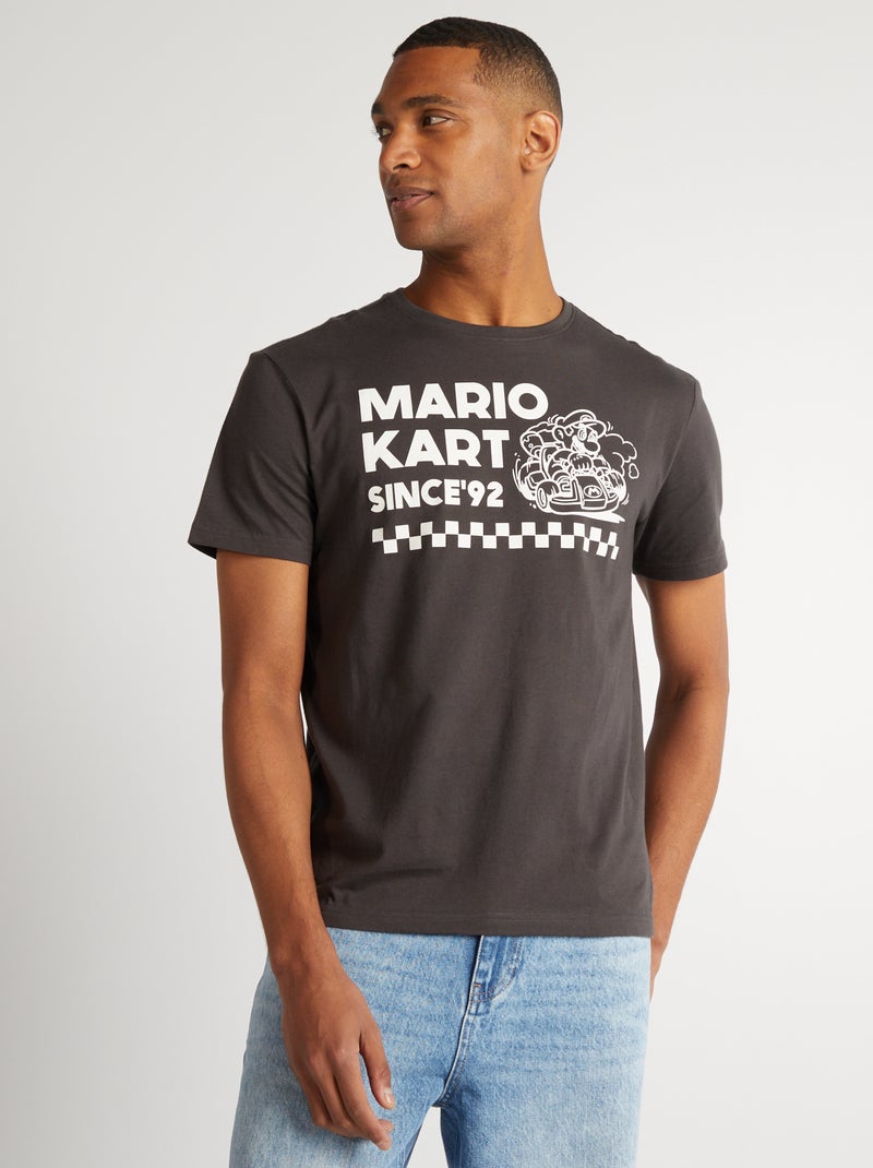 T-shirt 'Mario' à col rond Gris anthracite - Kiabi