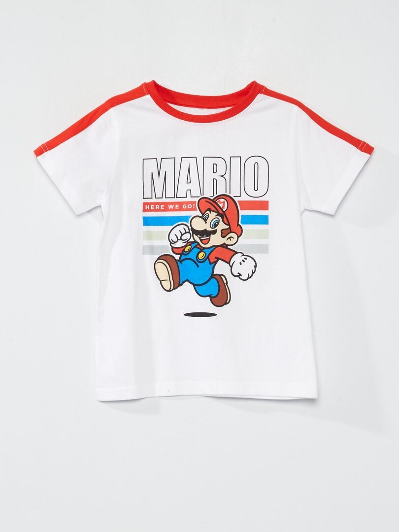 T-shirt 'Mario' en jersey blanc/rouge - Kiabi