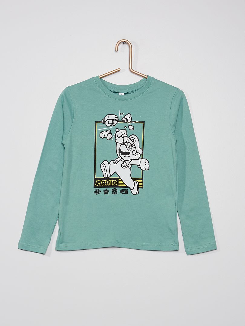 T-shirt 'Mario' en jersey vert de gris - Kiabi