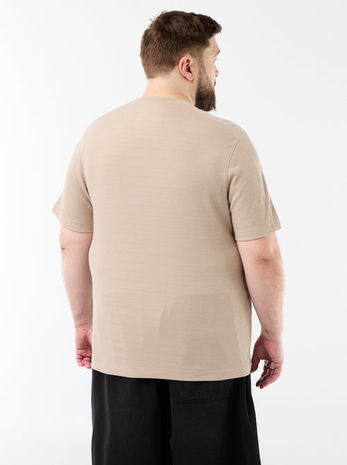 T-shirt matière fantaisie côtelée - Kiabi