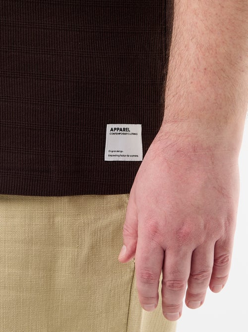 T-shirt matière fantaisie côtelée - Kiabi