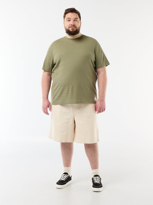 T-shirt matière fantaisie côtelée - Kiabi