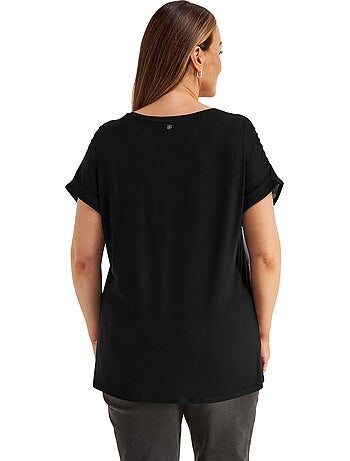 T-shirt Mélange De Matières : Jersey Et Qualité Chemisier Tissée - Taille Standard - Sheego