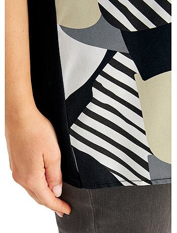 T-shirt Mélange De Matières : Jersey Et Qualité Chemisier Tissée - Taille Standard - Sheego