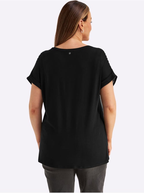 T-shirt Mélange De Matières : Jersey Et Qualité Chemisier Tissée - Taille Standard - Sheego - Kiabi