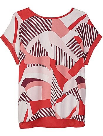 T-shirt Mélange De Matières : Jersey Et Qualité Chemisier Tissée - Taille Standard - Sheego