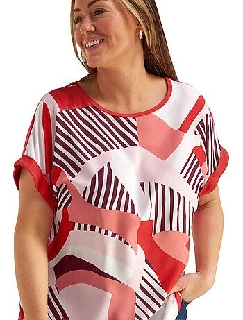 T-shirt Mélange De Matières : Jersey Et Qualité Chemisier Tissée - Taille Standard - Sheego