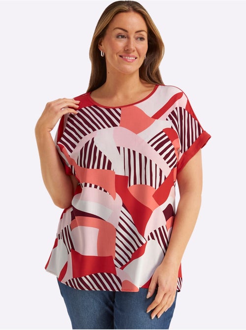 T-shirt Mélange De Matières : Jersey Et Qualité Chemisier Tissée - Taille Standard - Sheego - Kiabi