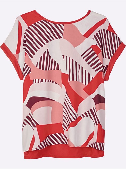 T-shirt Mélange De Matières : Jersey Et Qualité Chemisier Tissée - Taille Standard - Sheego - Kiabi