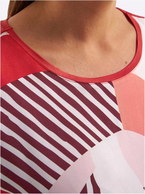 T-shirt Mélange De Matières : Jersey Et Qualité Chemisier Tissée - Taille Standard - Sheego - Kiabi