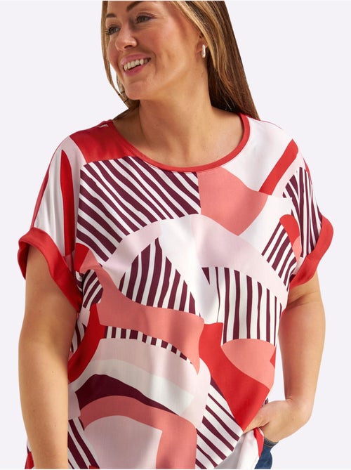 T-shirt Mélange De Matières : Jersey Et Qualité Chemisier Tissée - Taille Standard - Sheego - Kiabi