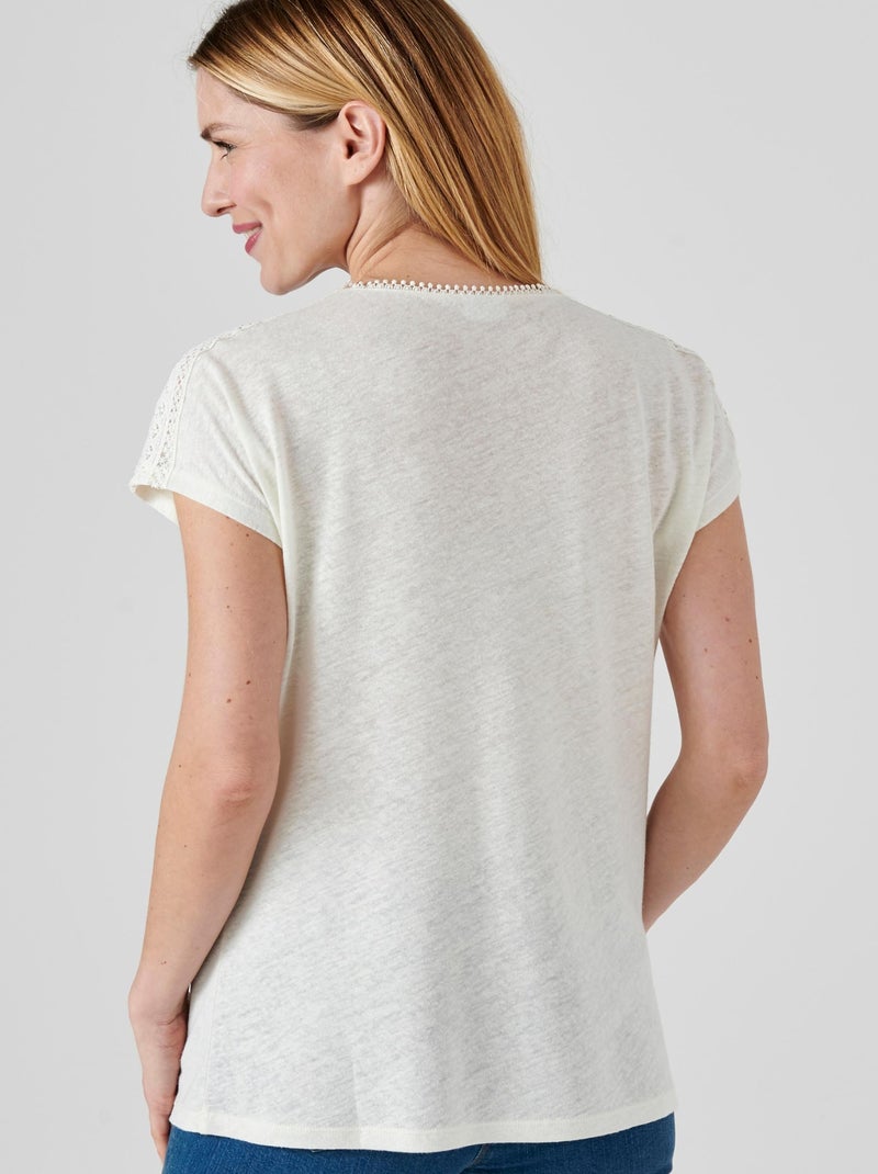 T-shirt mélange lin - damart Blanc cassé - Kiabi