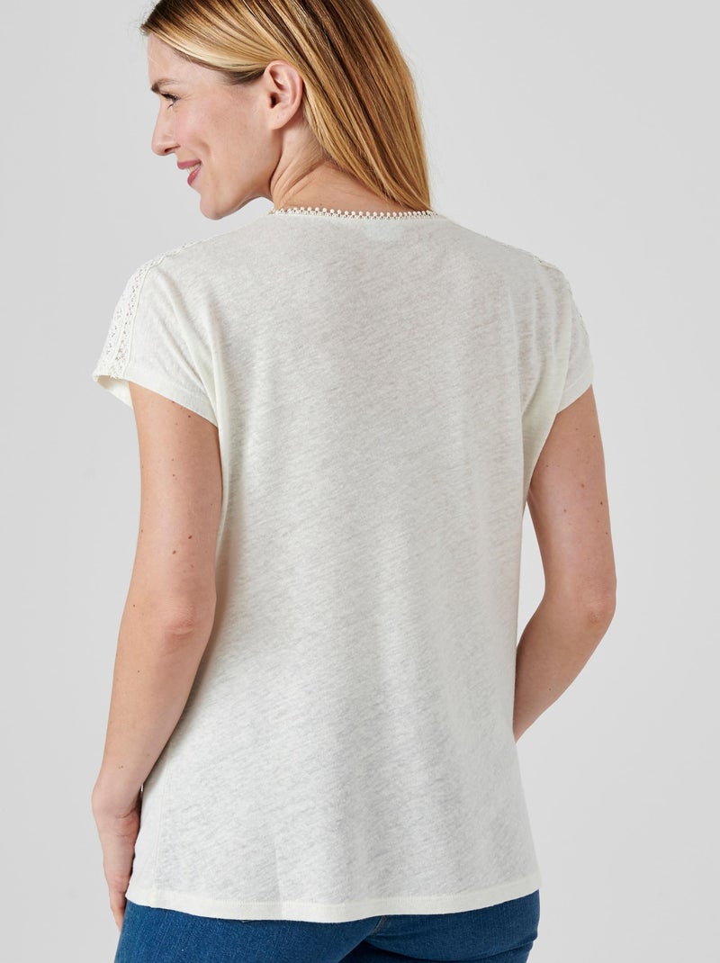 T-shirt mélange lin - damart Blanc cassé - Kiabi