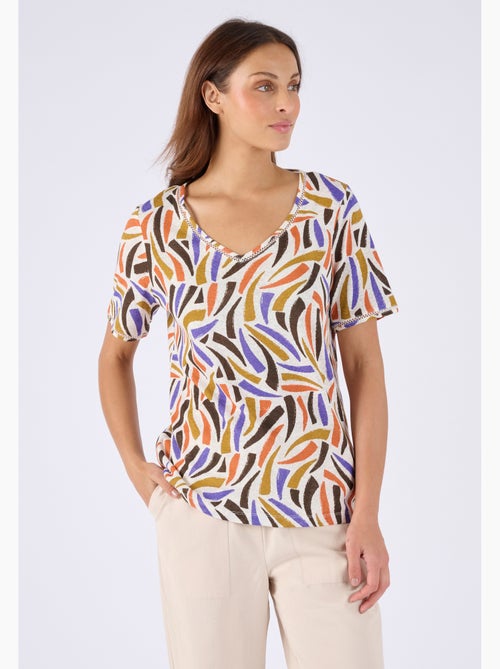 T-shirt mélange lin, détail jours échelle - Damart - Kiabi