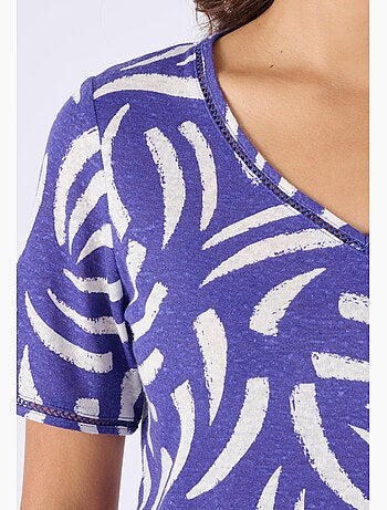 T-shirt mélange lin, détail jours échelle - Damart