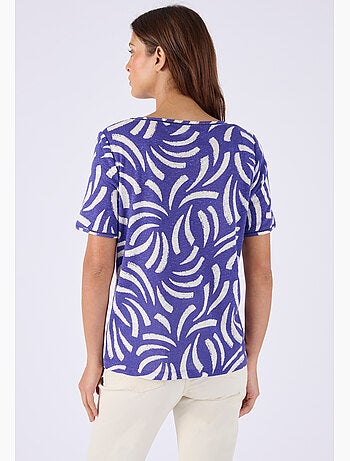 T-shirt mélange lin, détail jours échelle - Damart