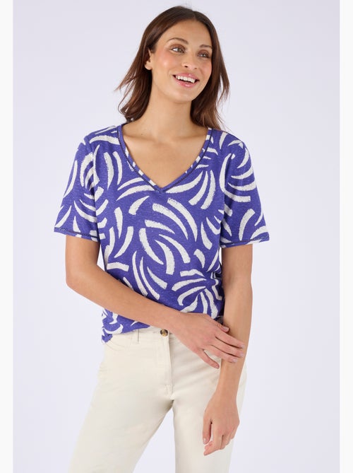 T-shirt mélange lin, détail jours échelle - Damart - Kiabi